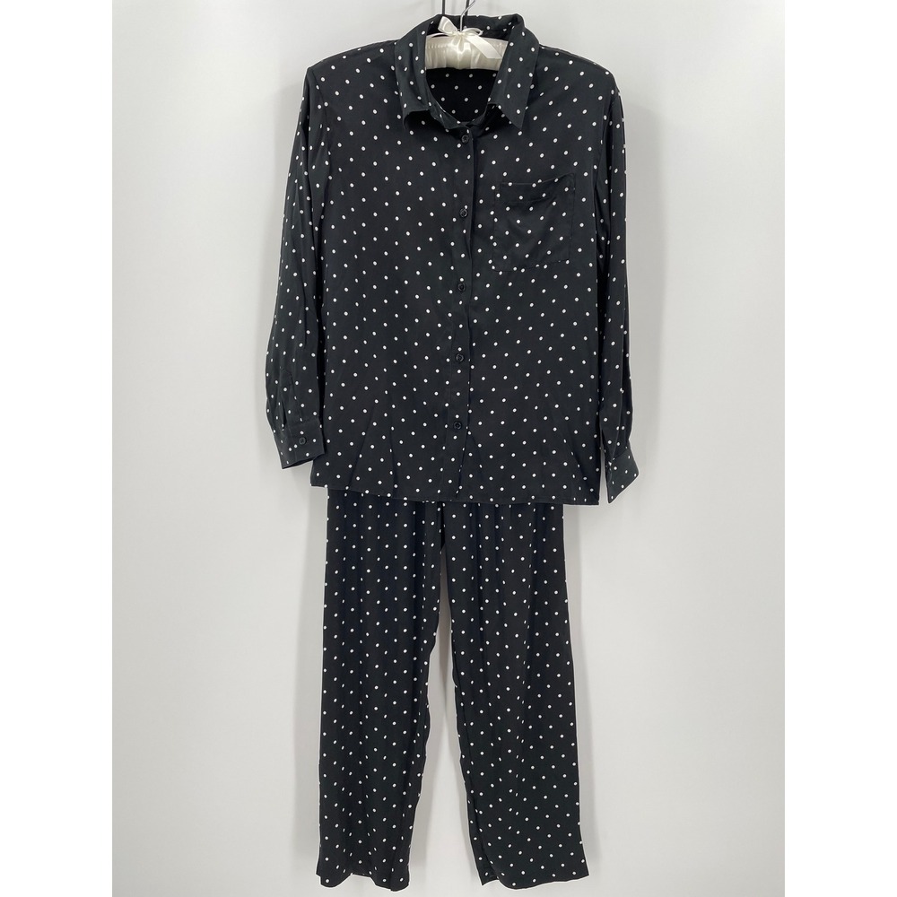 Lilysilk Black White Polka Dot 100% Mulberry Silk Pajama Set Womens Small S